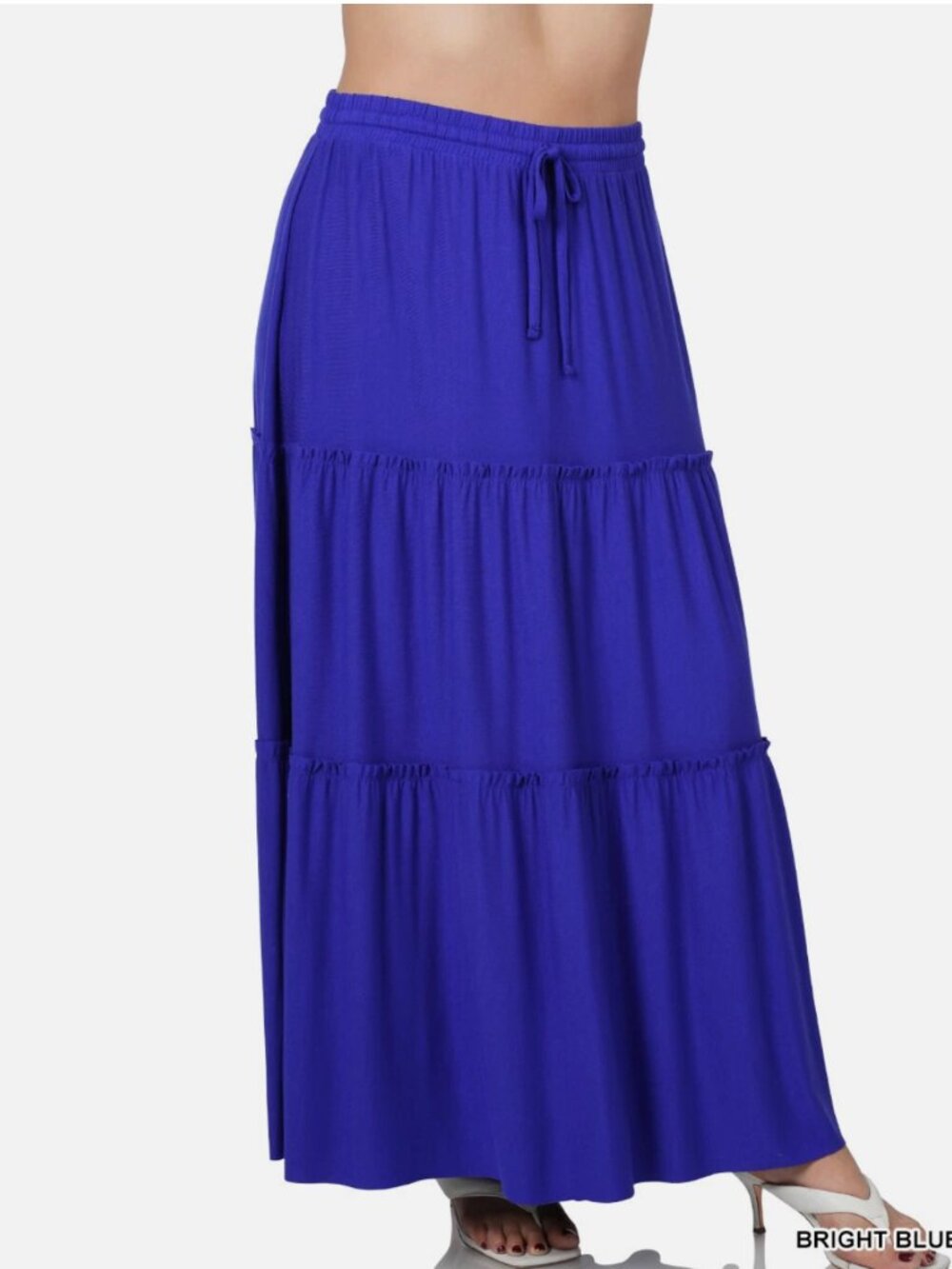 NEW Zenana Boho Plus Size Drawstring Tiered Ruffle Maxi Skirt Size 1X